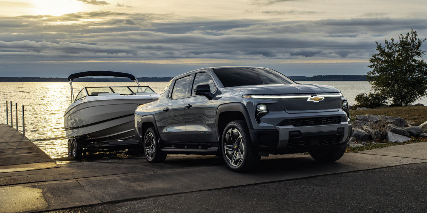 The 2026 Chevrolet Silverado EV towing a boat