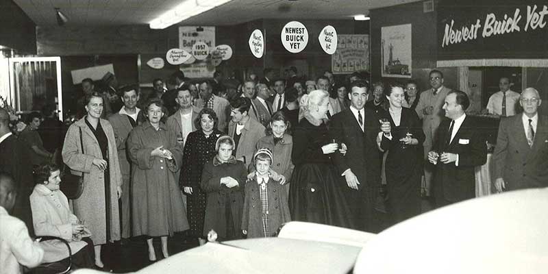 A photograph of Lester Glenn's grand opening in 1956