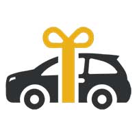 A car in gift wrap icon