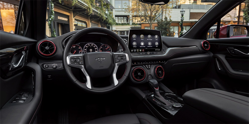 Interior cabin view of the 2026 Chevrolet Blazer emphasizing cargo space and seating comfort