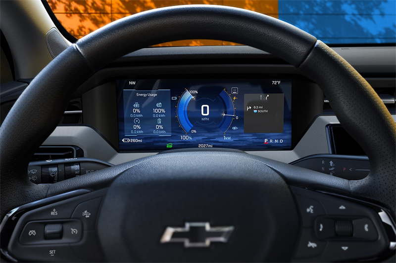Exterior profile of the 2027 Chevrolet Bolt EV emphasizing modern safety and driver assistance components