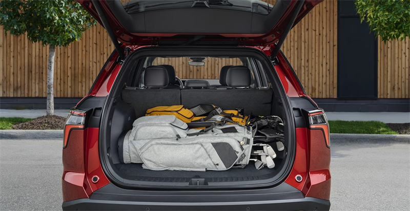 Spacious rear cargo space of the 2027 Chevrolet Equinox with rear seats folded