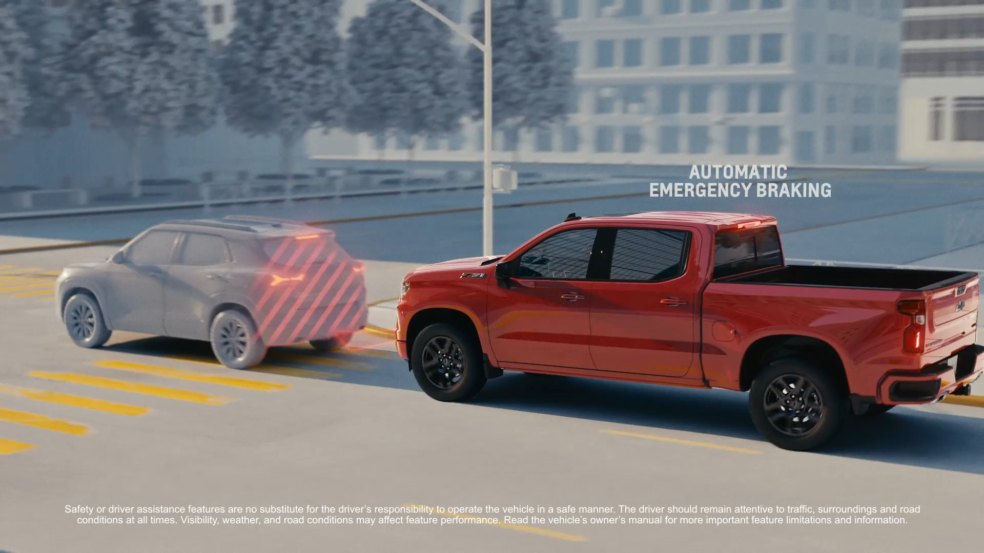 Chevrolet Silverado automatic emergency braking demonstration